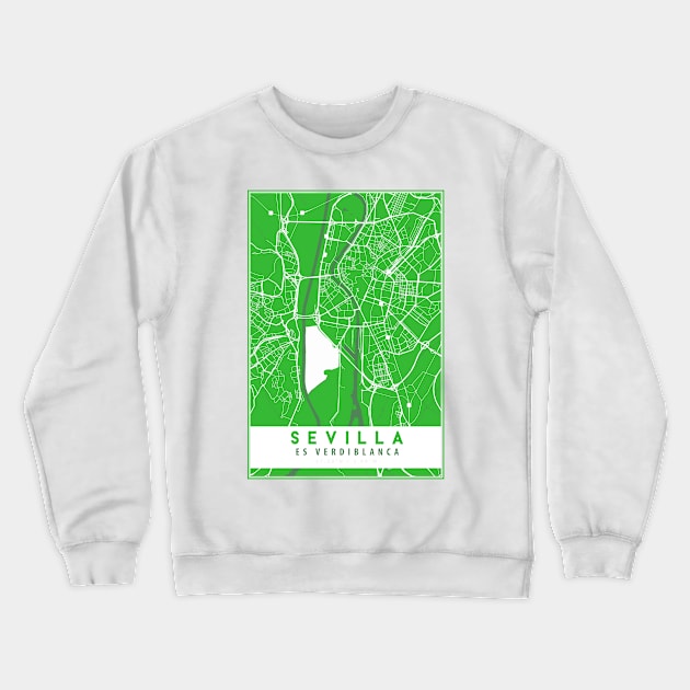 Sevilla es verdiblanca - Street Map Crewneck Sweatshirt by guayguay